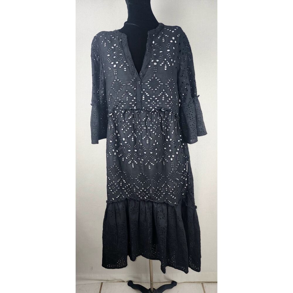 Sundance Dress Womens S eyelet ruffled Tiered Flouncy Lolita Prairie cottage